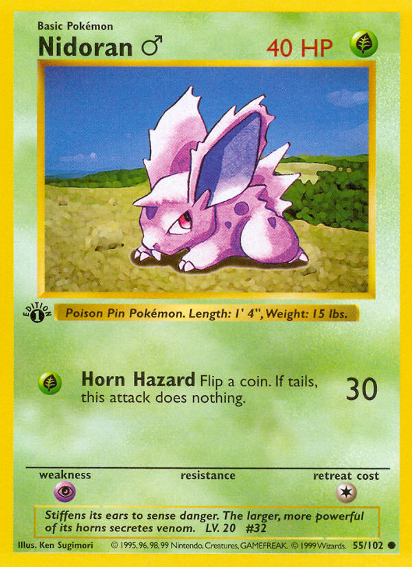 Nidoran (55/102) (Male) (Shadowless) [Base Set 1st Edition] - The Mythic Store | 24h Order Processing