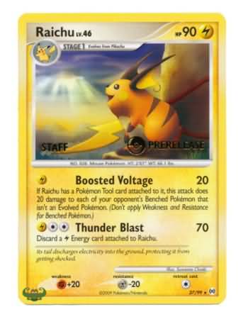 Raichu (27/99) (Staff Prerelease Promo) [Nintendo: Black Star Promos] - The Mythic Store | 24h Order Processing