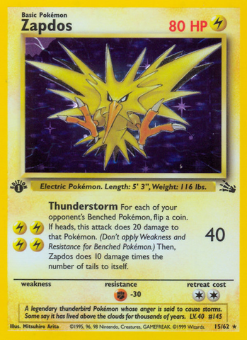 Zapdos (15/62) [Fossil 1st Edition] - The Mythic Store | 24h Order Processing