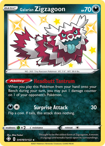 Galarian Zigzagoon (SV078/SV122) [Sword & Shield: Shining Fates] - The Mythic Store | 24h Order Processing