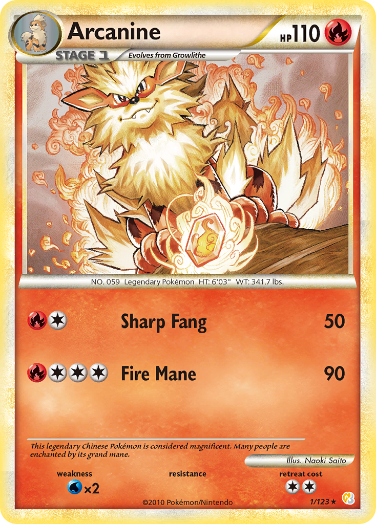 Arcanine (1/123) [HeartGold & SoulSilver: Base Set] - The Mythic Store | 24h Order Processing