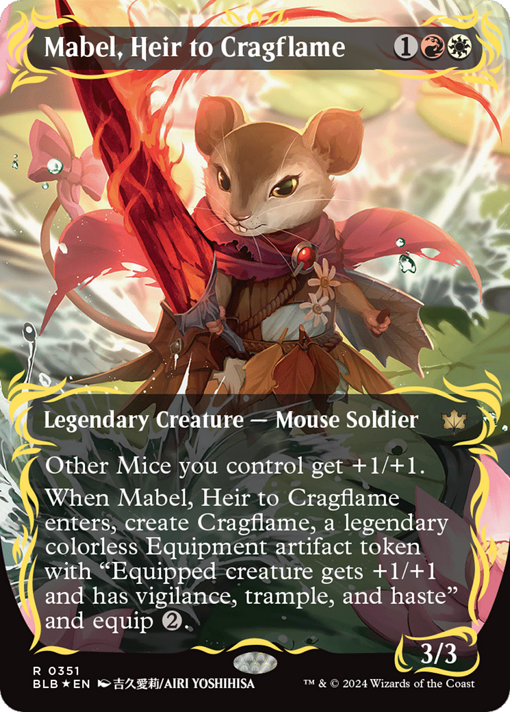 Mabel, Heir to Cragflame (Borderless) (Raised Foil) [Bloomburrow] - The Mythic Store | 24h Order Processing