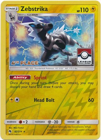 Zebstrika (82/214) (League Promo 4th Place) [Sun & Moon: Lost Thunder] - The Mythic Store | 24h Order Processing