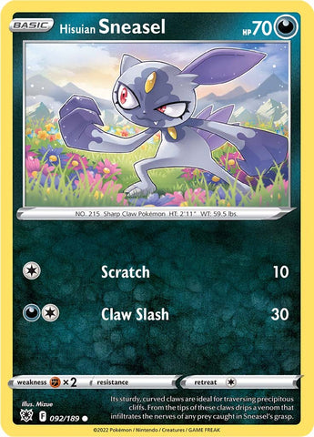 Hisuian Sneasel (092/189) [Sword & Shield: Astral Radiance] - The Mythic Store | 24h Order Processing