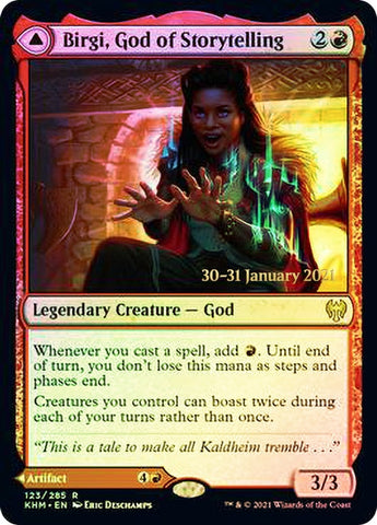 Birgi, God of Storytelling // Harnfel, Horn of Bounty [Kaldheim Prerelease Promos] - The Mythic Store | 24h Order Processing