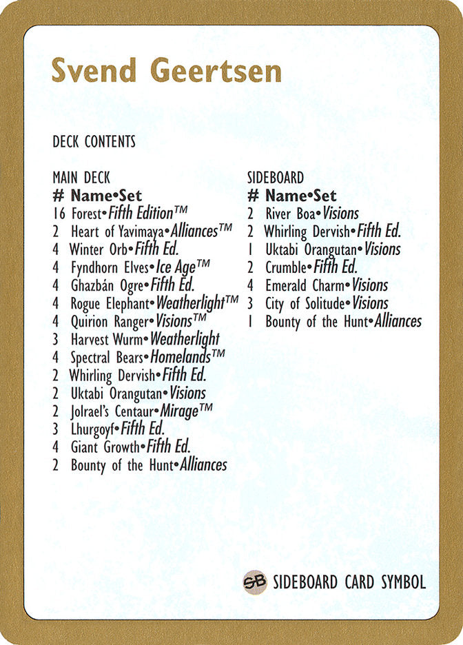 Svend Geertsen Decklist [World Championship Decks 1997] - The Mythic Store | 24h Order Processing