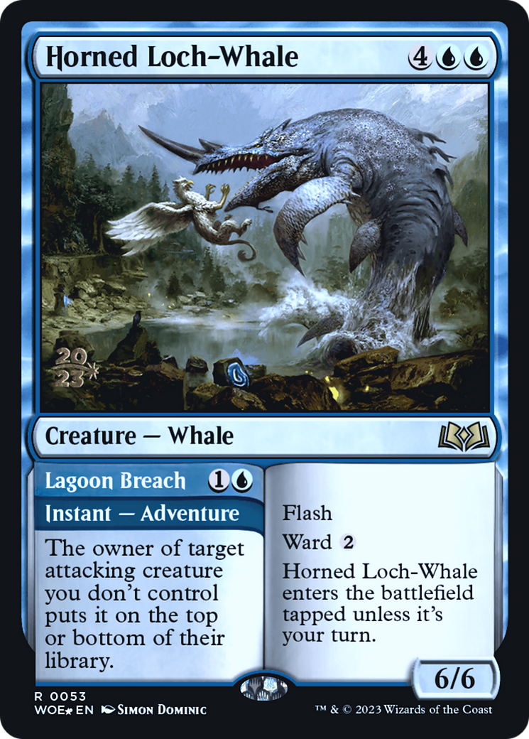 Horned Loch-Whale // Lagoon Breach [Wilds of Eldraine Prerelease Promos] - The Mythic Store | 24h Order Processing