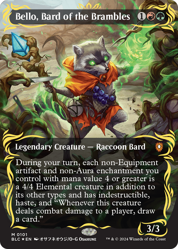 Bello, Bard of the Brambles (Borderless) (Raised Foil) [Bloomburrow Commander] - The Mythic Store | 24h Order Processing