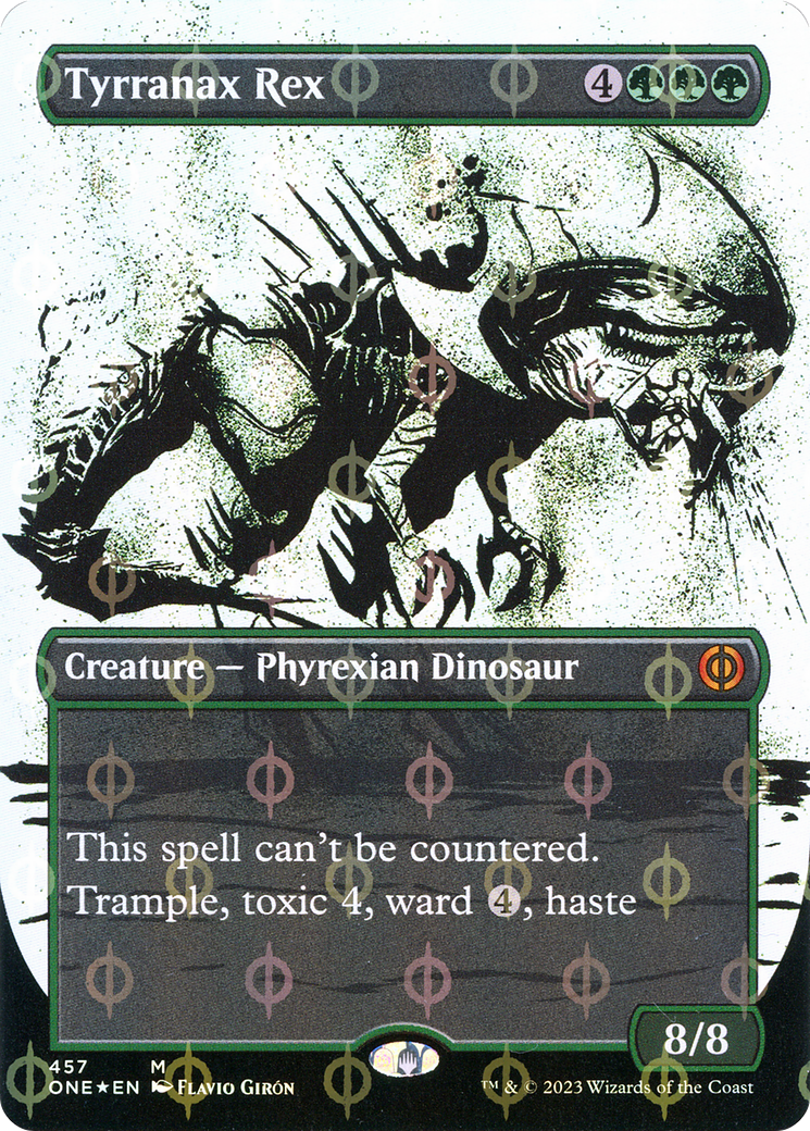 Tyrranax Rex (Borderless Ichor Step-and-Compleat Foil) [Phyrexia: All Will Be One] - The Mythic Store | 24h Order Processing