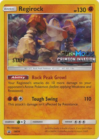 Regirock (SM74) (Staff Prerelease Promo) [Sun & Moon: Black Star Promos] - The Mythic Store | 24h Order Processing