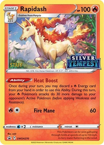 Rapidash (SWSH270) (Prerelease) (Staff) [Sword & Shield: Black Star Promos] - The Mythic Store | 24h Order Processing