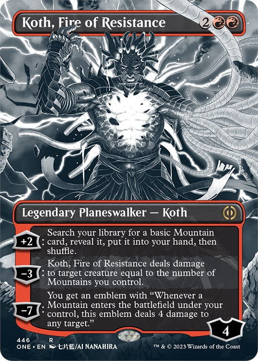 Koth, Fire of Resistance (Borderless Manga Step-and-Compleat Foil) [Phyrexia: All Will Be One] - The Mythic Store | 24h Order Processing