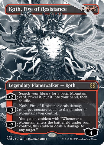 Koth, Fire of Resistance (Borderless Manga Step-and-Compleat Foil) [Phyrexia: All Will Be One] - The Mythic Store | 24h Order Processing