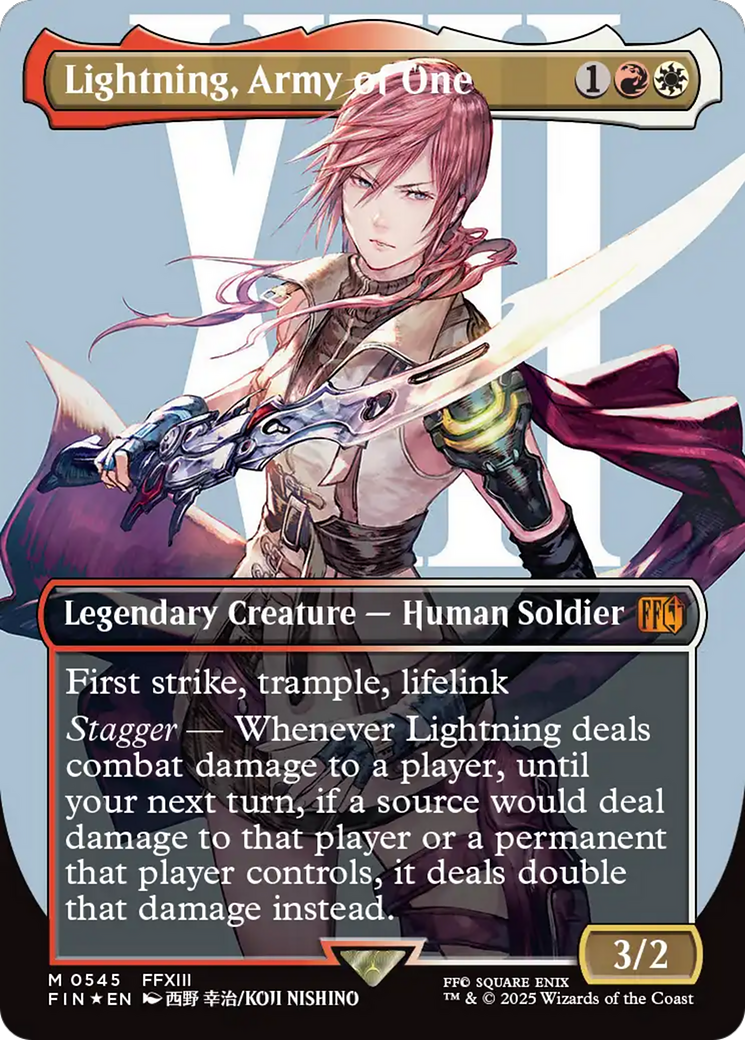Lightning, Army of One (Borderless) (Surge Foil) [FINAL FANTASY] - The Mythic Store | 24h Order Processing