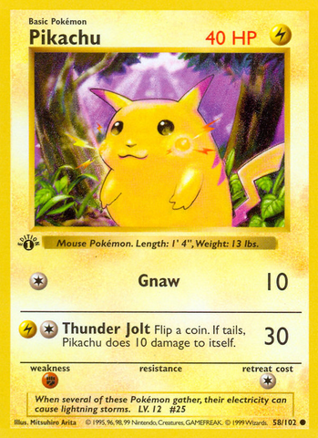 Pikachu (58/102) (Shadowless) [Base Set 1st Edition] - The Mythic Store | 24h Order Processing