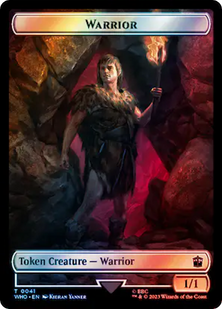 Warrior // Dinosaur Double-Sided Token (Surge Foil) [Doctor Who Tokens] - The Mythic Store | 24h Order Processing