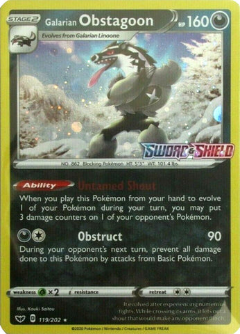 Galarian Obstagoon (119/202) (Cosmos Holo) [Sword & Shield: Base Set] - The Mythic Store | 24h Order Processing