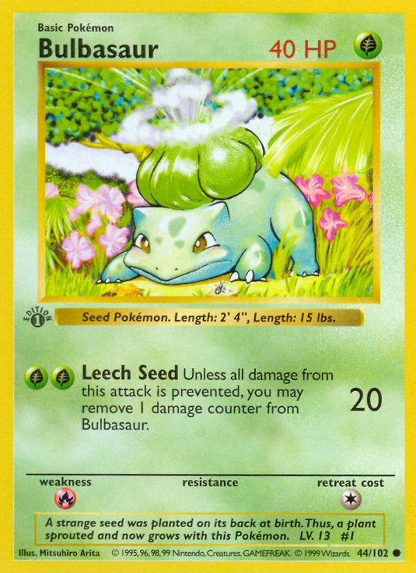 Bulbasaur (44/102) (Shadowless) [Base Set 1st Edition] - The Mythic Store | 24h Order Processing