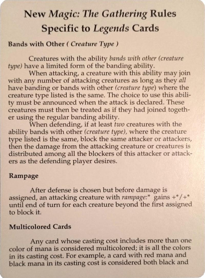 Legends Rules Card [Legends Tokens] - The Mythic Store | 24h Order Processing