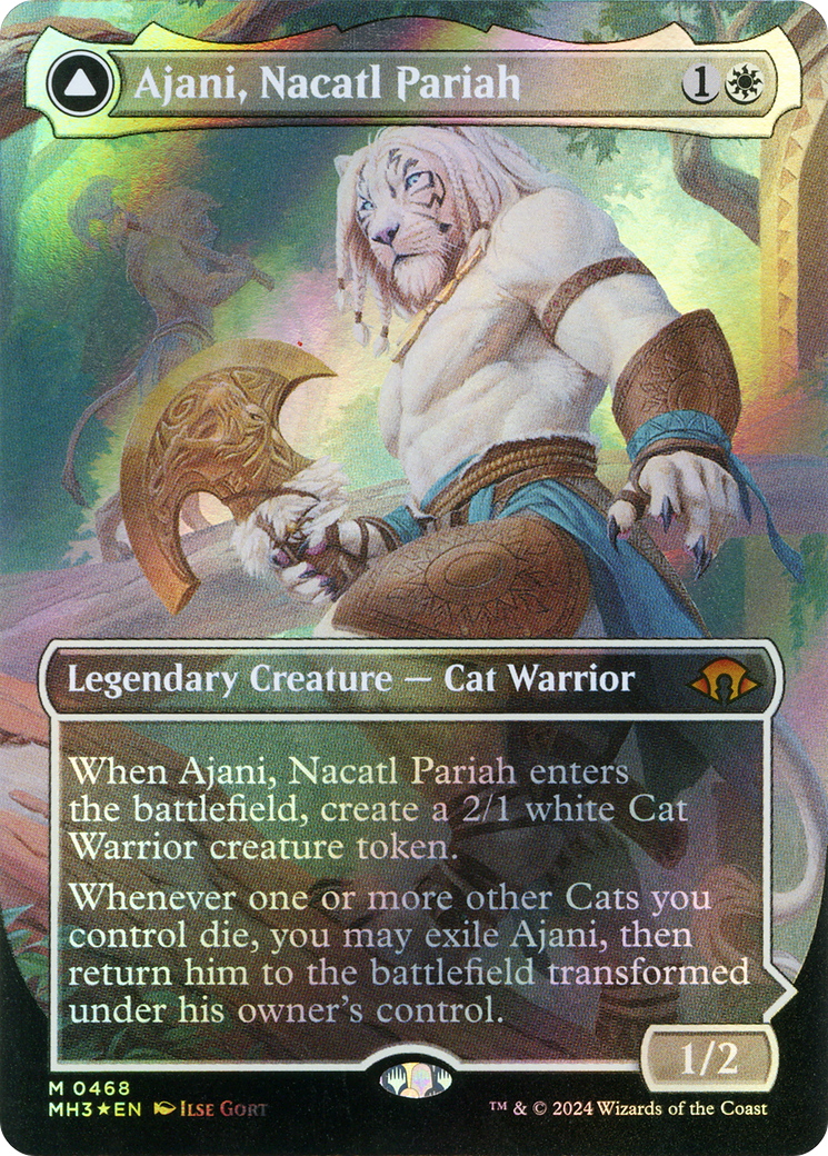Ajani, Nacatl Pariah // Ajani, Nacatl Avenger (Borderless) (Textured Foil) [Modern Horizons 3] - The Mythic Store | 24h Order Processing