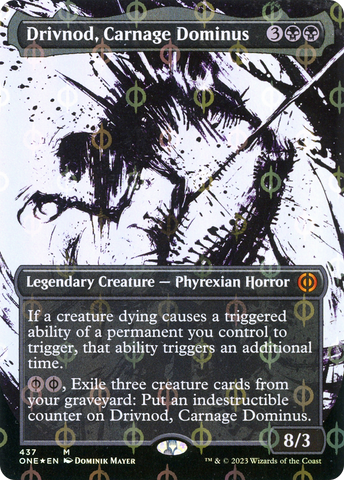 Drivnod, Carnage Dominus (Borderless Ichor Step-and-Compleat Foil) [Phyrexia: All Will Be One] - The Mythic Store | 24h Order Processing