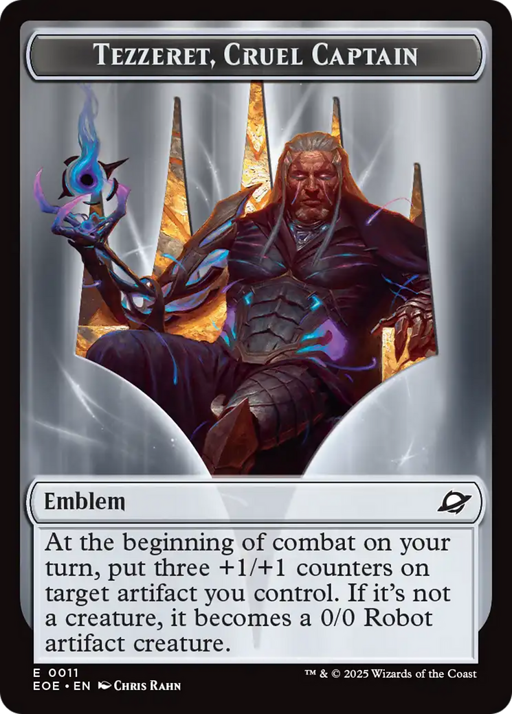 Robot // Emblem - Tezzeret, Cruel Captain Double-Sided Token [Edge of Eternities Tokens] - The Mythic Store | 24h Order Processing