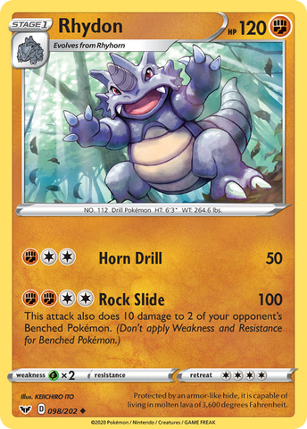 Rhydon (098/202) [Sword & Shield: Base Set] - The Mythic Store | 24h Order Processing