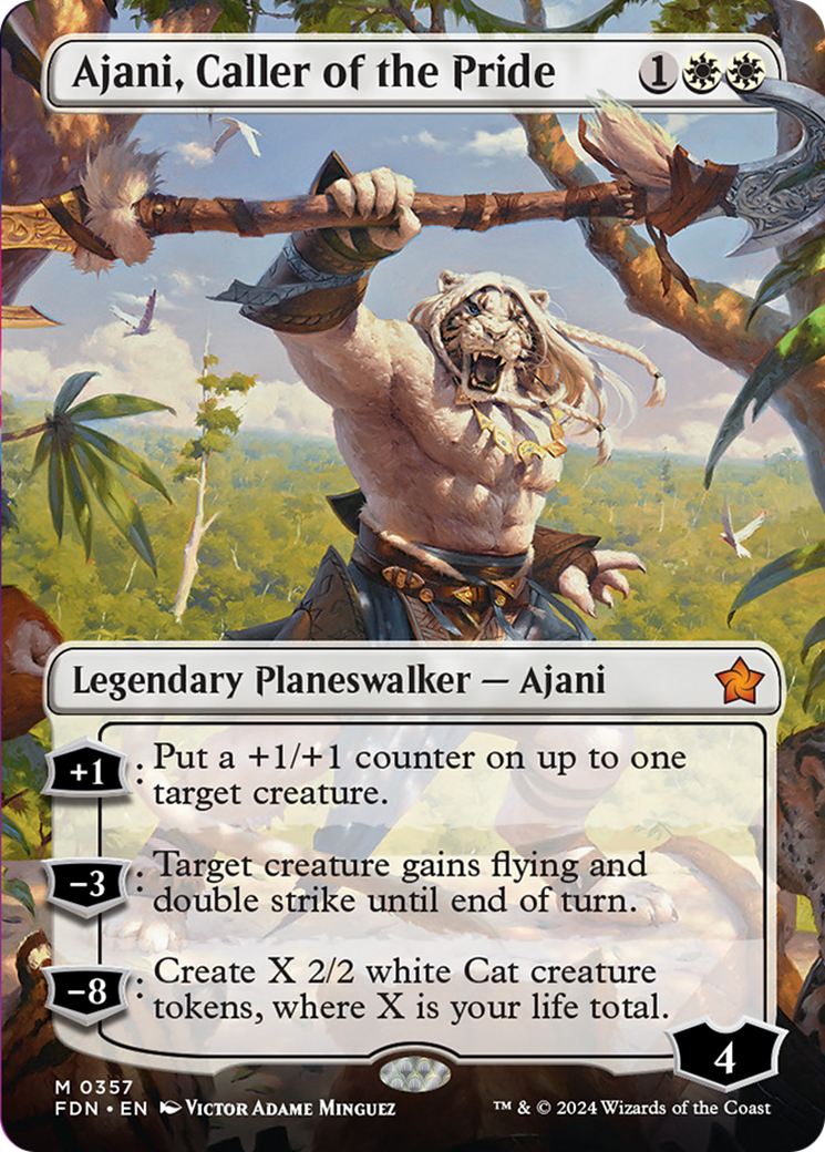 Ajani, Caller of the Pride (Borderless) [Foundations] - The Mythic Store | 24h Order Processing