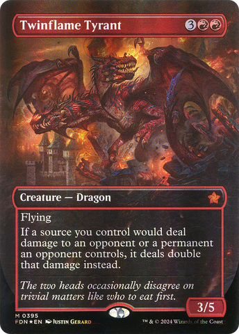 Twinflame Tyrant (Borderless) (Mana Foil) [Foundations] - The Mythic Store | 24h Order Processing