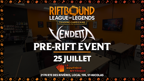Lévis | Vendetta Pre-Rift Event | Riftbound | Sealed Deck | 2026-07-25 | 11:00:00 - The Mythic Store | 24h Order Processing