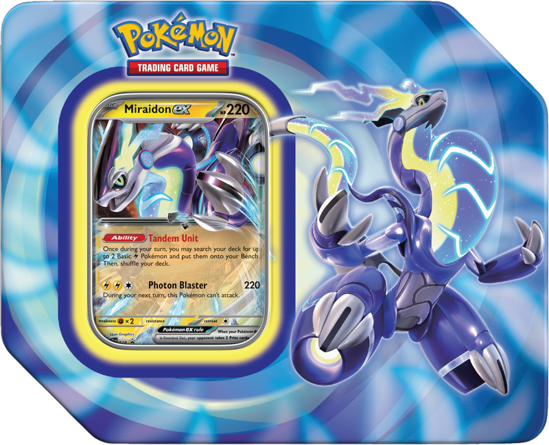 Pokemon Paldea Legends Tin - Miraidon / Koraidon - The Mythic Store | 24h Order Processing