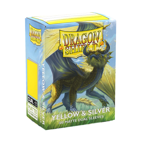 Dragon Shield Matte Dual Sleeve - Yellow and Silver - The Mythic Store | 24h Order Processing
