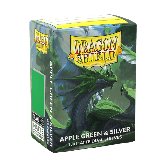 Dragon Shield Matte Dual Sleeve - Apple Green and Silver - The Mythic Store | 24h Order Processing