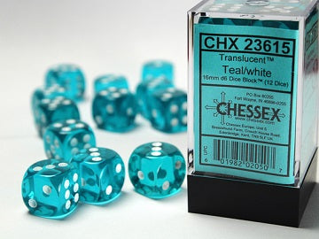 Translucent 16mm D6 (12 dice) - The Mythic Store | 24h Order Processing