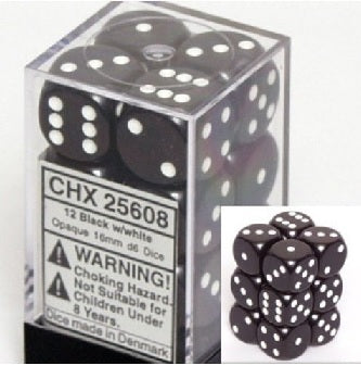 Opaque 16mm D6 (12 dice) - The Mythic Store | 24h Order Processing