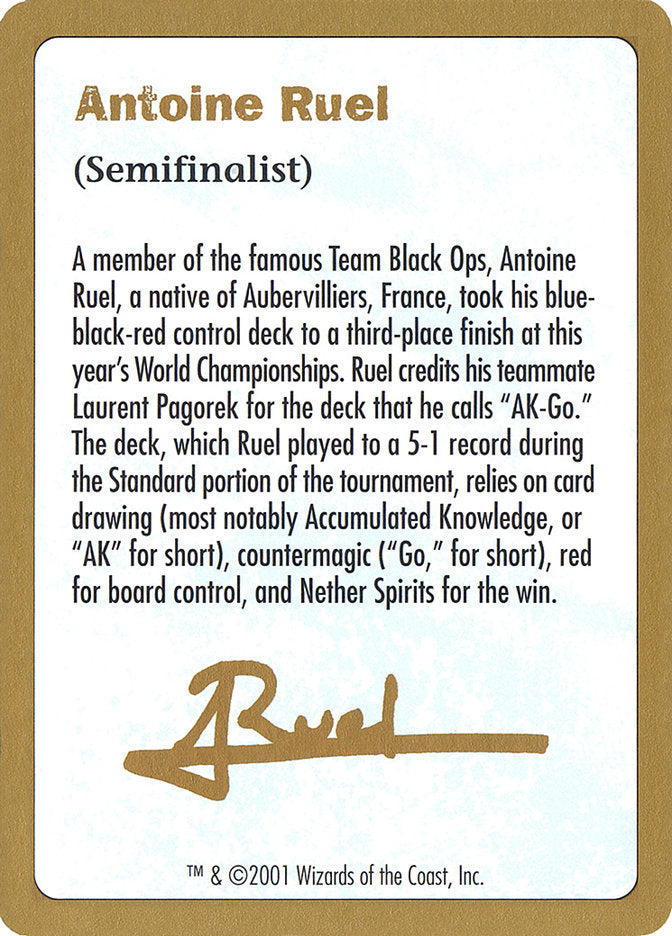 Antoine Ruel Bio [World Championship Decks 2001] - The Mythic Store | 24h Order Processing