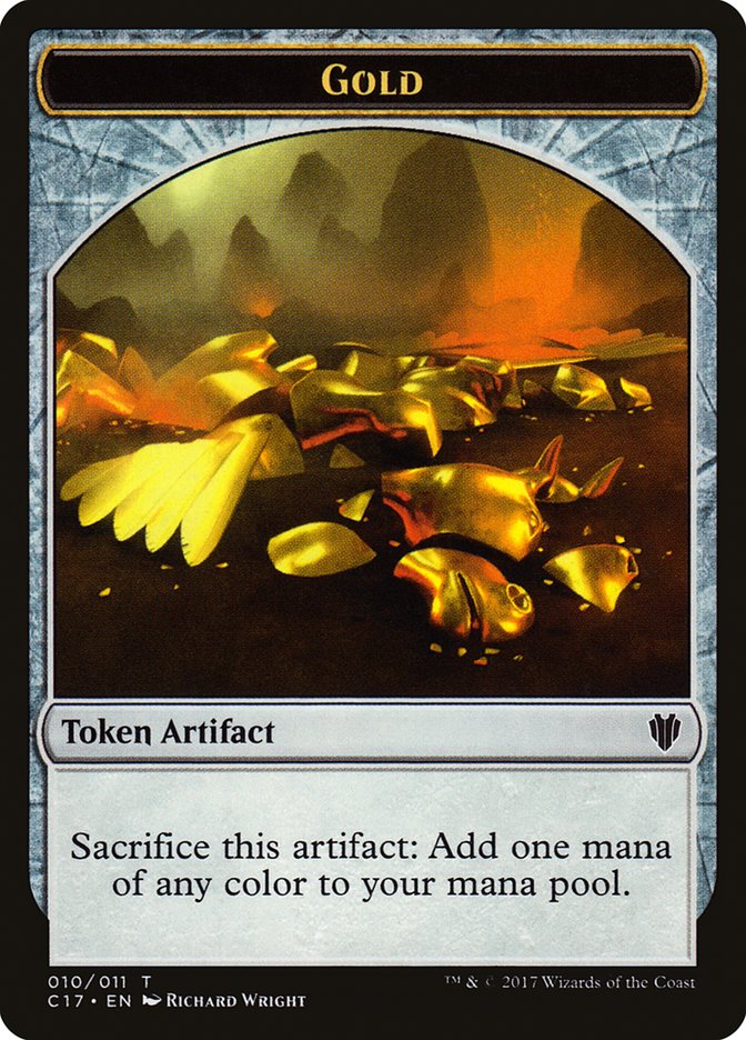 Dragon (007) // Gold (010) Double-Sided Token [Commander 2017 Tokens] - The Mythic Store | 24h Order Processing