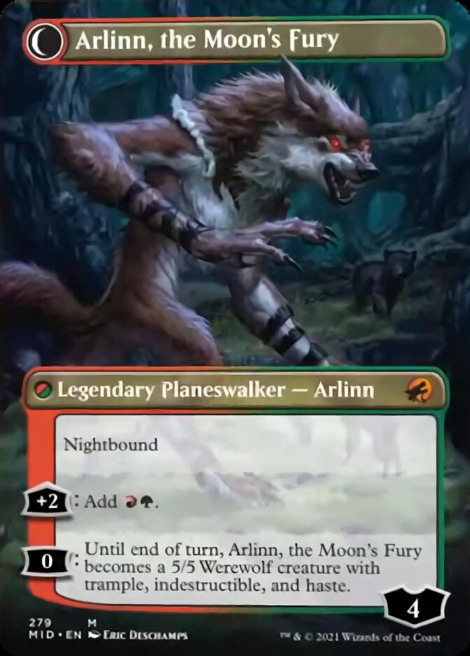 Arlinn, the Pack's Hope // Arlinn, the Moon's Fury (Borderless) [Innistrad: Midnight Hunt] - The Mythic Store | 24h Order Processing