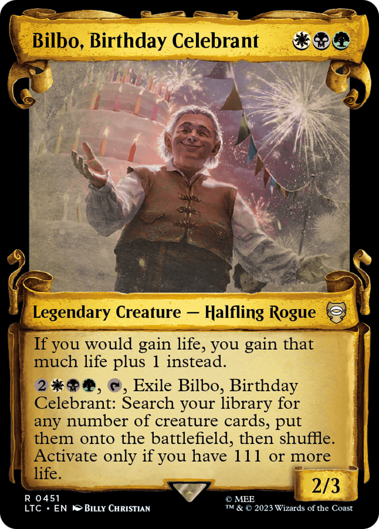 Bilbo, Birthday Celebrant [The Lord of the Rings: Tales of Middle-Earth Commander Showcase Scrolls] - The Mythic Store | 24h Order Processing