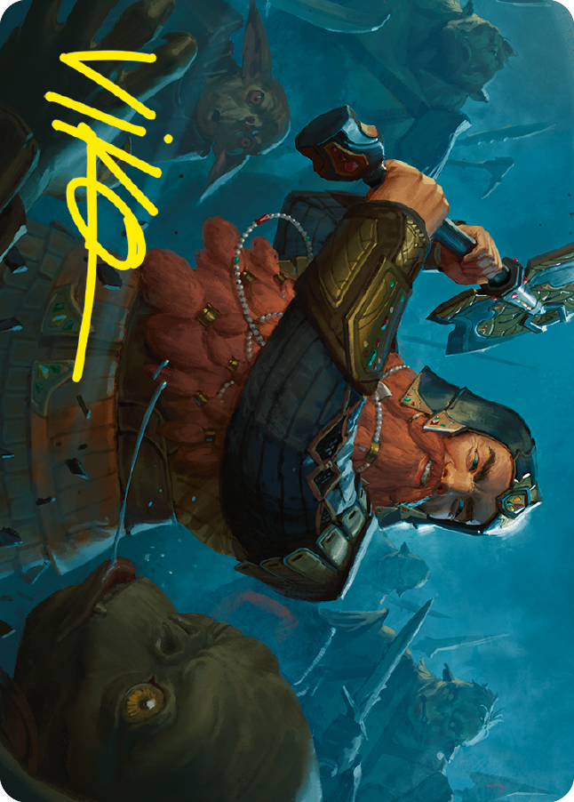 Gimli, Counter of Kills Art Card (10/81) (Gold-Stamped Signature) [The Lord of the Rings: Tales of Middle-earth Art Series] - The Mythic Store | 24h Order Processing