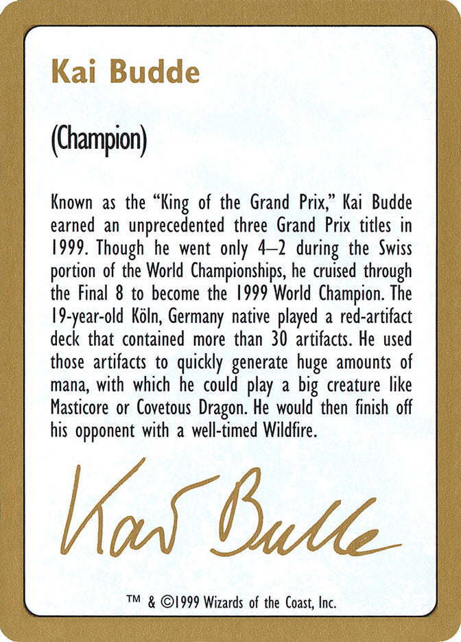 Kai Budde Bio [World Championship Decks 1999] - The Mythic Store | 24h Order Processing