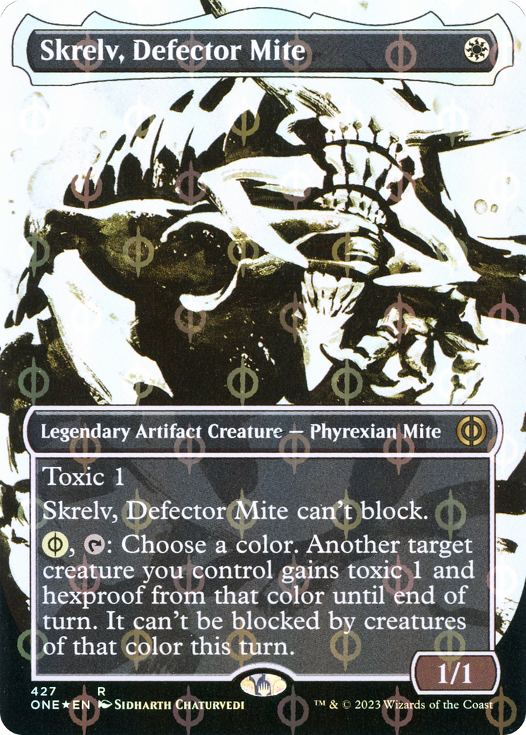 Skrelv, Defector Mite (Borderless Ichor Step-and-Compleat Foil) [Phyrexia: All Will Be One] - The Mythic Store | 24h Order Processing