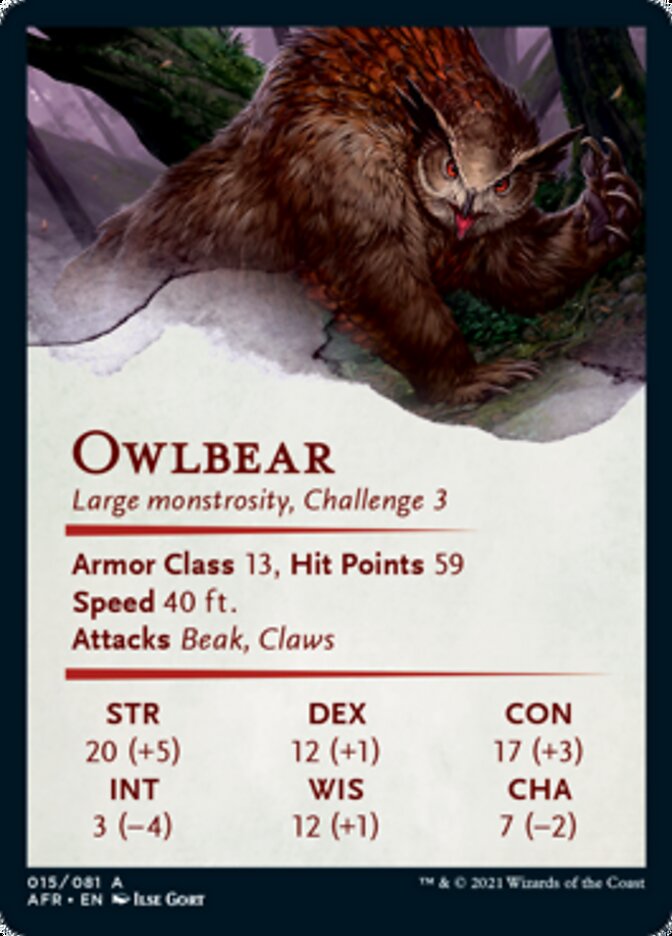 Owlbear Art Card [Dungeons & Dragons: Adventures in the Forgotten Realms Art Series] - The Mythic Store | 24h Order Processing