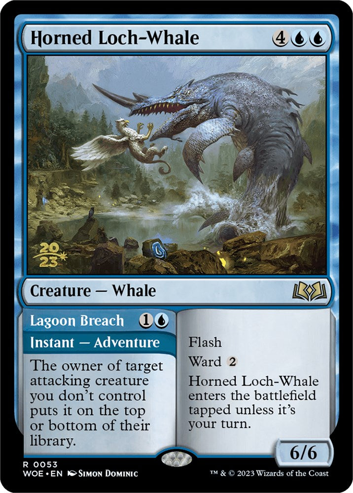 Horned Loch-Whale // Lagoon Breach [Wilds of Eldraine Prerelease Promos] - The Mythic Store | 24h Order Processing