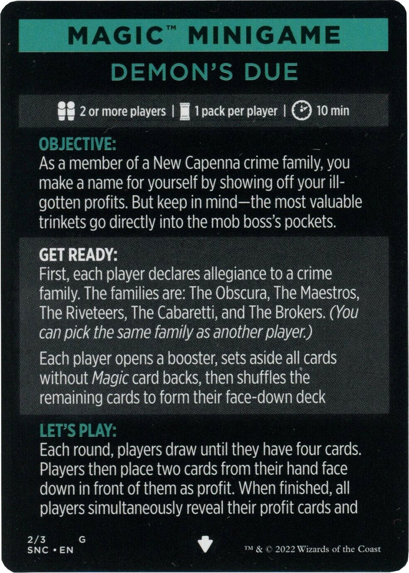 Demon's Due (Magic Minigame) [Streets of New Capenna Minigame] - The Mythic Store | 24h Order Processing