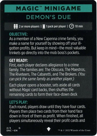 Demon's Due (Magic Minigame) [Streets of New Capenna Minigame] - The Mythic Store | 24h Order Processing