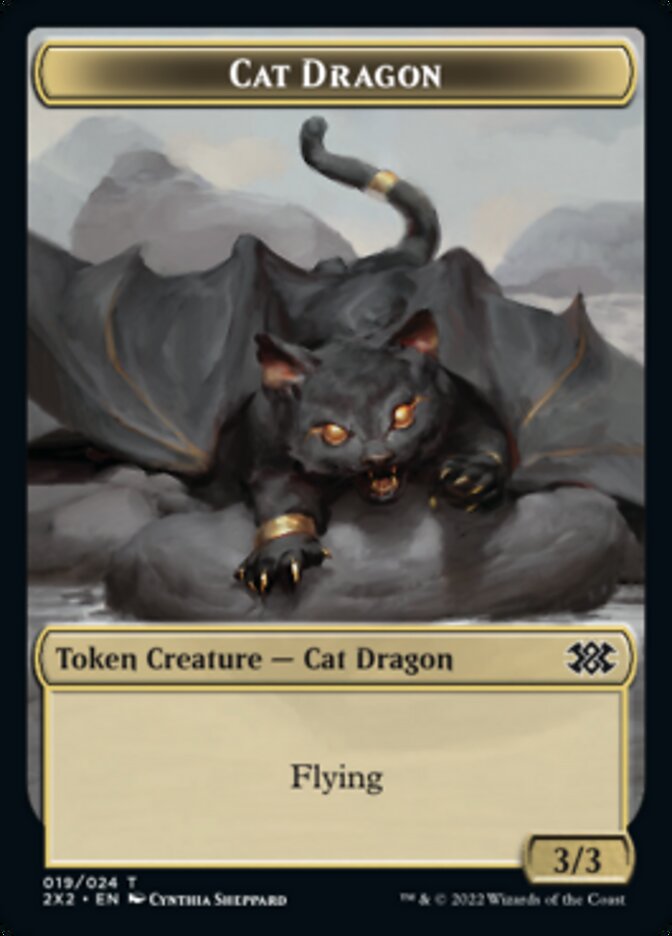 Cat Dragon // Spirit (008) Double-Sided Token [Double Masters 2022 Tokens] - The Mythic Store | 24h Order Processing